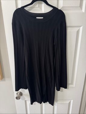 Olive + oak Black Ribbed Long bodycon dress